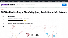 全球知名媒体聚焦:谷歌云将波场 TRON 添加至 BigQuery 公共数据集